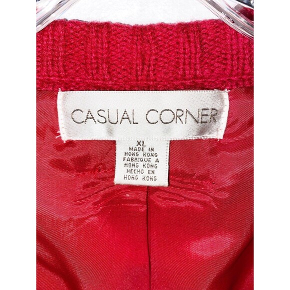 Vintage Wool Cardigan Snowflakes Nordic Red White XL Casual Corner - Picture 2 of 8